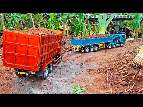AKSI KE 46 ‼️ Proyek Pengurukan Rc Truk Trailer VS Hino Tronton Angkut Tanah Ban Selip Di Tanjakan 