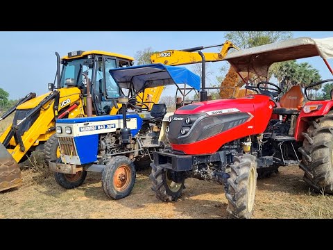 Jcb and Eco Xpert Backhoe Loading Mud In Mahindra and Swaraj Tractor | Jcb and Tractor Cartoon Video