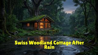 Swiss Woodland Cottage After Rain | Cozy Fireplace Ambience for Deep Sleep