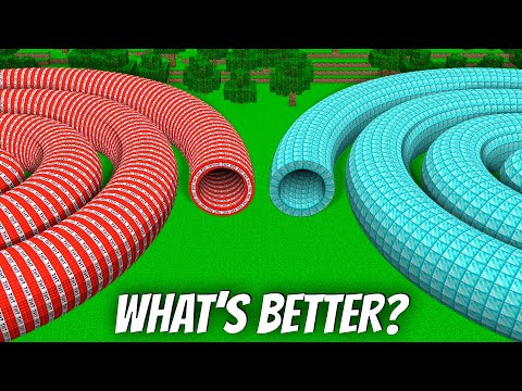 I found a TNT SPIRAL TUNNEL vs DIAMOND in Minecraft ! What's INSIDE the DIAMOND TUNNEL ?