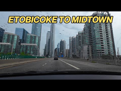 Rainy Toronto Highway Drive | Etobicoke to Midtown