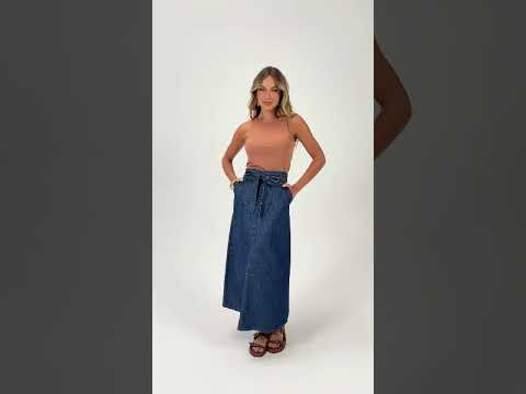 Saia Midi Jeans Gatos e Atos