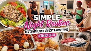 Simple Night Routine | Seafood Mukbang, Laundry & Family Time (Family of 6) | The Carter Family 