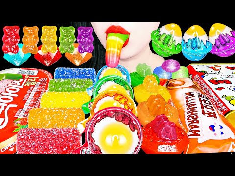 ASMR RAINBOW DESSERTS 무지개 디저트 다양 구미, 해외 간식 디저트 먹방 BEAR JELLY GUMMY KOHAKUTO EATING SOUNDS MUKBANG
