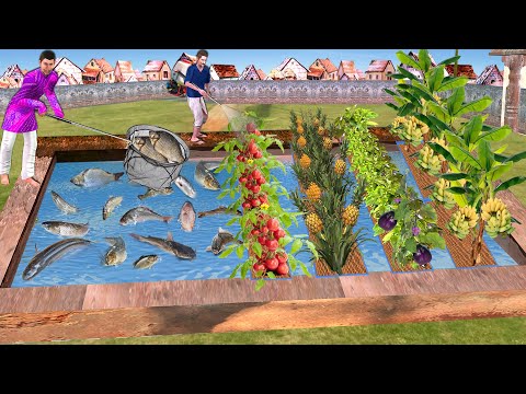 Build Aquarium Fish Farming Vegetables Growing Hindi Kahani Hindi Moral Stories Village Comedy Video