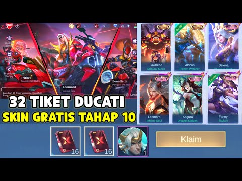 SKIN EPIC GRATIS SAMPAI TAHAP 10 & DUCATI RILIS DAPAT 32 TIKET, 10X DRAW DI JAMIN DAPAT SKIN EPIC