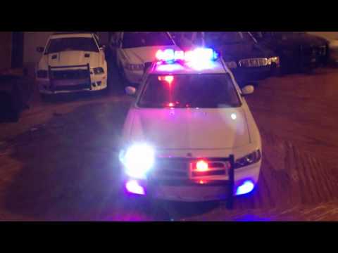 Lights on police car