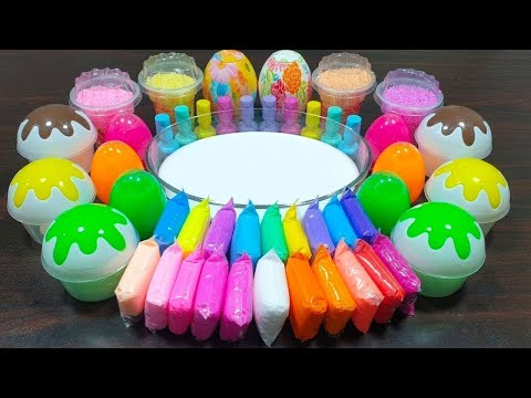 Rainbow clay ! Mixing foam and clay with homemade slime ! Satisfying slime videos !!!