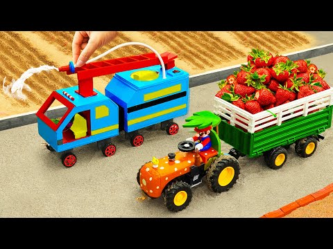 Top diy tractor making mini Fire Truck rescues Mario | diy Plant & Harvest Strawberry Farm