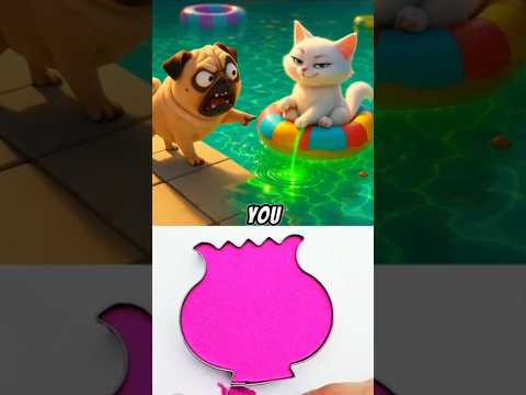 Someone's Peeing In The Swimming Pool!🐶🌊😺#dog #pug #cat #cats #kitten