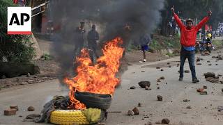 YouTube video thumbnail: Protesters in Kenya Light Bonfires During Public Transport Strike Over Fuel Prices