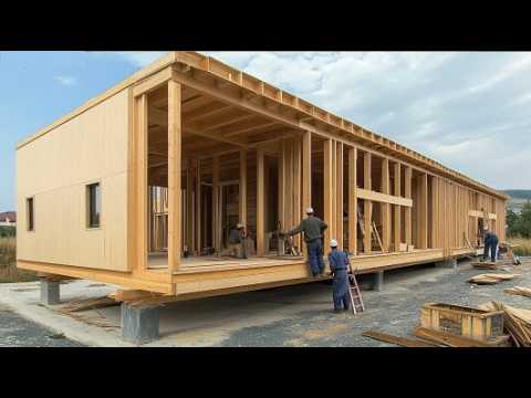 Extremely Quick Wooden House Construction Process. Incredible Woodcraft from Lumber to Masterpieces