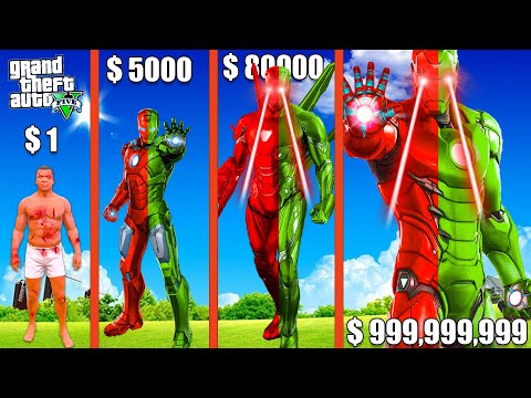 Growing Smallest Green IronMan into Biggest Green IronMan in GTA 5! | GTA 5 AVENGERS