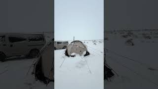 Camping in a blizzard with hot tent. Full video on the channel ❄️ #snowcamp #camping #wintercamping