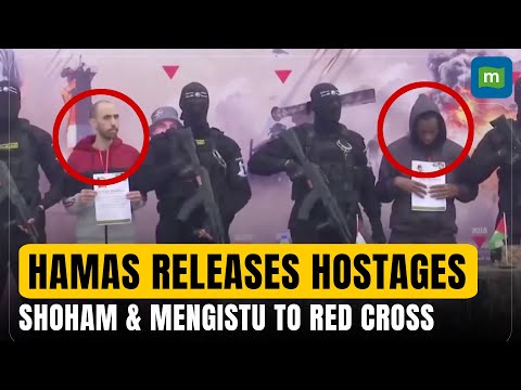 Hamas hands over Israeli hostages Tal Shoham and Avera Mengistu to Red Cross in Gaza's Rafah