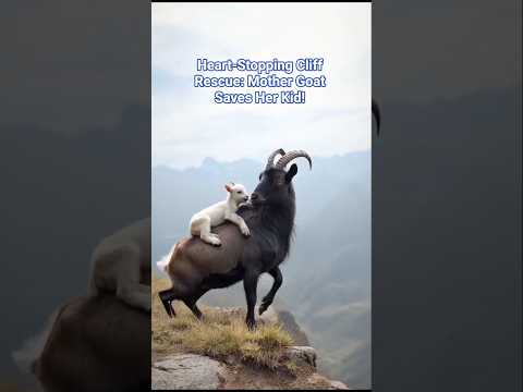 Mother Goat's Daring Cliff Rescue of Her Kid | #GoatRescue #AnimalInstincts #ViralShorts