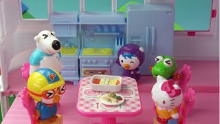 뽀로로 헬로키티 인형의 집에서 일어난 일  ❤  뽀로로 장난감 애니 ❤ Pororo Toy Video | 토이컴 Toycom