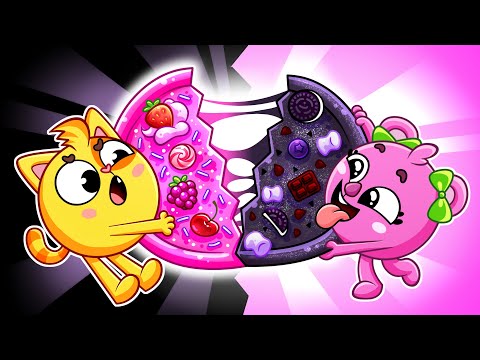 Pink vs Black Pizza Song!💖🖤 Colour Time!🌈Funny Kids Songs 🐱🐨🐰🦁