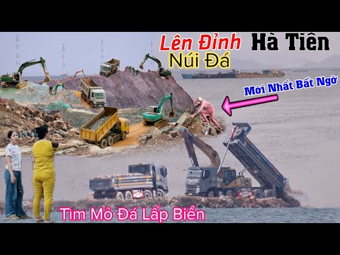 Mới nhất cảnh phá ngọn núi lấy đá, mạo hiểm bám theo xe tải đá đường lấn biển Hà Tiên Bất Ngờ