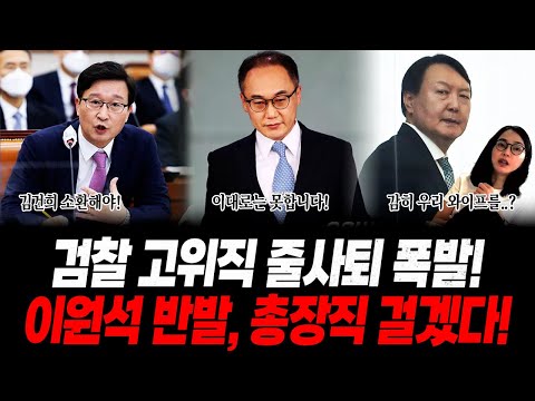 검찰 고위직 줄사퇴 폭발! 검찰총장 자리비운 사이 김건희 수사 라인 전부 교체, 이원석 반발 총장직 걸겠다 ㄷㄷ 민정수석실 만들자마자 대규모 검찰 인사? 검찰 장악용이 맞았다!