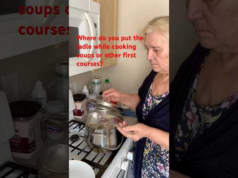 Where do you put the ladle while cooking soups or other first courses?