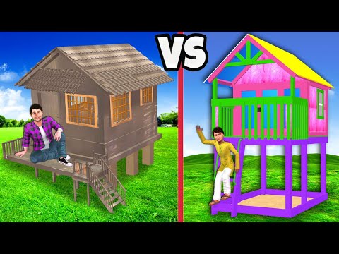 Playhouse Vs Clay House Survival Challenge Mud House Hindi Kahaniya Moral Stories Hindi Stories