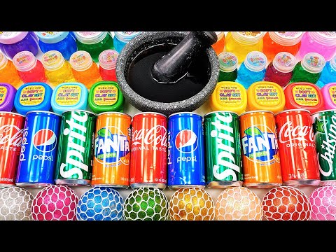 Satisfying Video Mixing Makeup Beads into Slime Making Soda Coca Cola Sprite Pepsi Slime GoGo ASMR