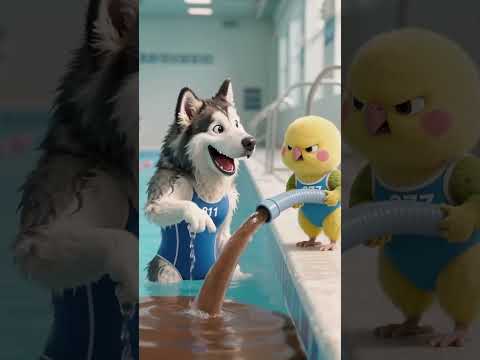 The Alaskan dog says: good parrot, wait for it!