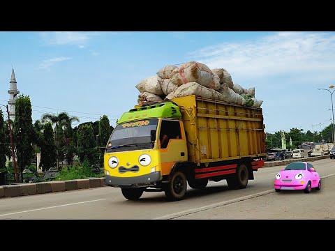 Alamak Dijalan Ini Ada Truk Oleng, Truk Canter, Truk Tronton Berubah Jadi Tayo Dan Temannya