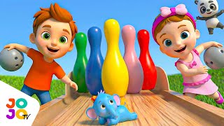 Learn Colors with Bowling 🎳🌈  Baby’s Outdoor Bowling Alley Fun! Toddlers Kids Educational