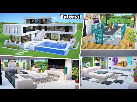 Minecraft: Modern House #52 Interior Tutorial - How to Build - 💡Material List in Description!