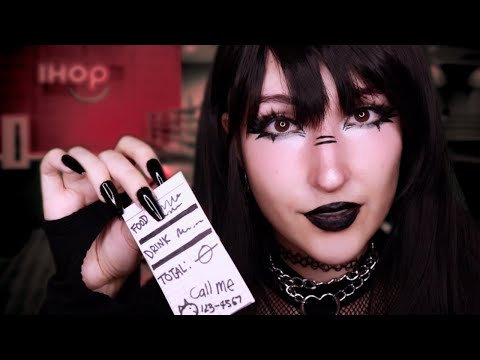 ASMR Goth IHOP 🖤Your Rude Waitress is Kinda Flirty...🖤 Gossiping, Telling You Secrets, Drawing You