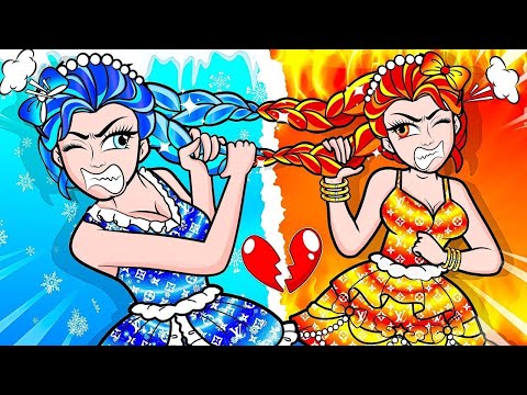 [🐾paper doll🐾] ❄🔥Frozen vs Fire Elsa Sisters Battle! Who’s the Real Princess? - Rapunzel Family