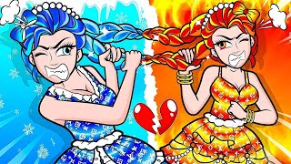 [🐾paper doll🐾] ❄🔥Frozen vs Fire Elsa Sisters Battle! Who’s the Real Princess? - Rapunzel Family