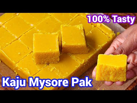 Bakery Special Kaju Mysore Pak Recipe with Secret Tips | Cashew Besan Soft Mysore Pak