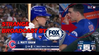 SO STRANGE!  MATT SHAW WAS SEEN IN THE DOGOUT WHILE HITTING AT THE SAME TIME?   FOX LIVE.