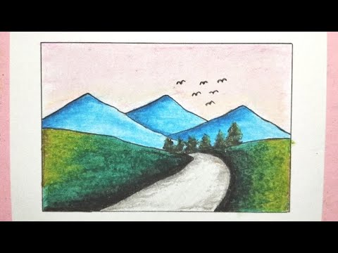 Cara menggambar pemandangan yang mudah - How to draw scenery