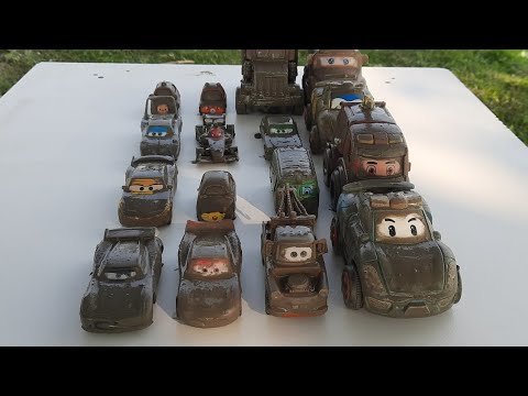 Clean up muddy minicars & disney car convoys! Play in the garden  #lightningmcqueen