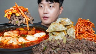 [와차밥] 언양불고기 스팸순두부찌개 콩나물무생채 군만두 요리 먹방 Bulgogi & Spam Stew ASMR MUKBANG REAL SOUND EATING