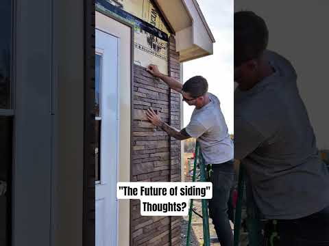 installing vinyl stone looking siding #diy #homeimprovement #siding