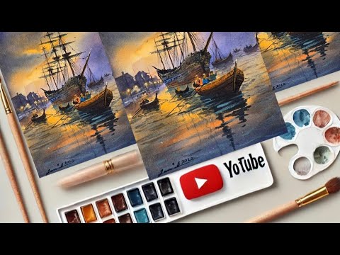 Harbor Sunset : A Journey in Watercolor