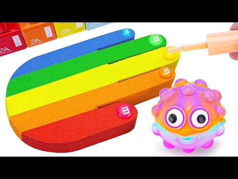 Satisfying Video | DIY How To Make Rainbow Hand & Nail with Kinetic Sand Cutting Slime | Show ASMR