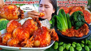 WUENAK NAMPOL ❗ SOTONG TELUR PEDAS MANIS LALAPAN PETE MENTAH SAYUR SAWI  SAMBAL TERASI REBUS