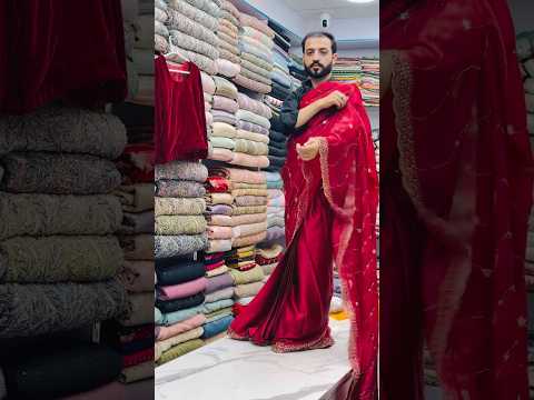 Korean silk saree with valvat blouse #sareee #fashion #onlineshopping #dress #sareedress