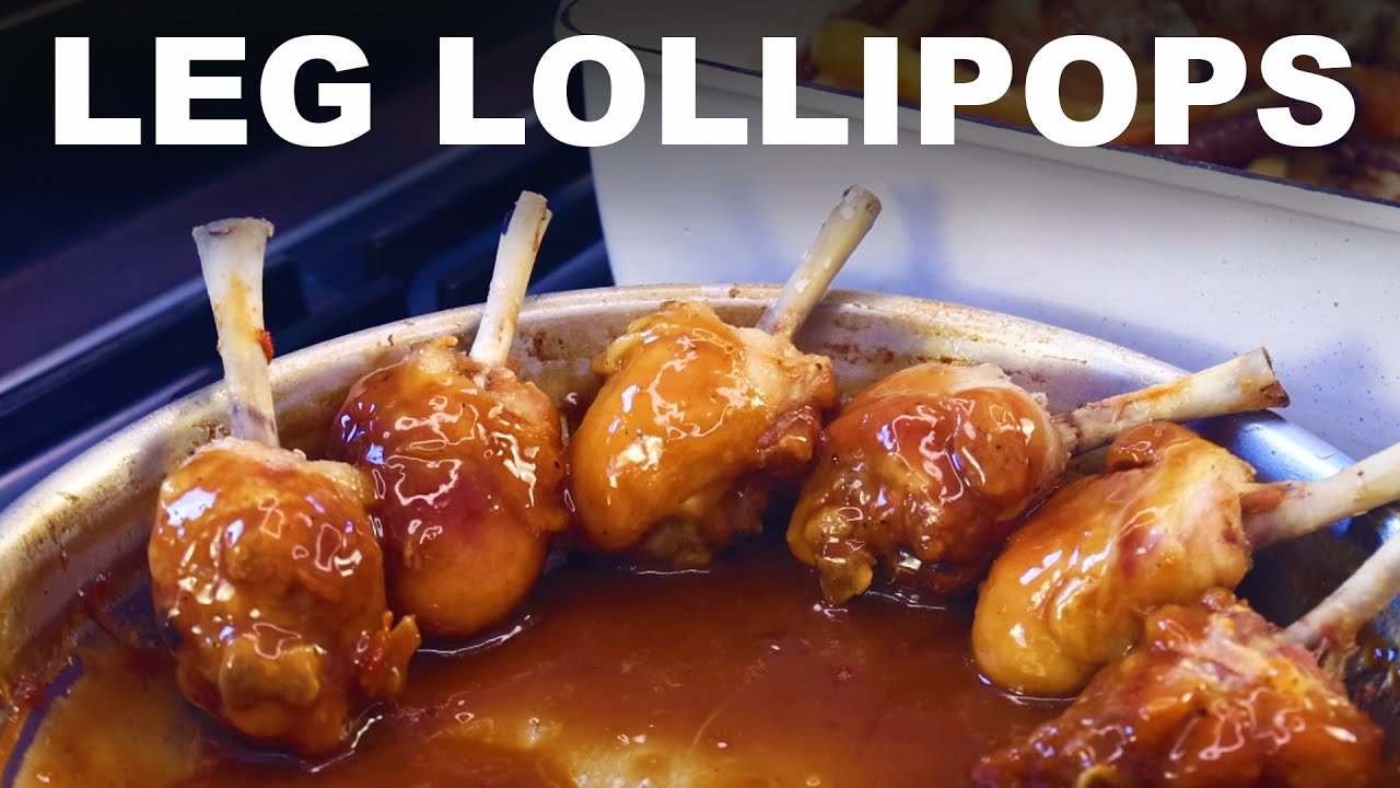Chicken leg lollipops with sweet & sour glaze soft polenta I chicken-roasted carrots