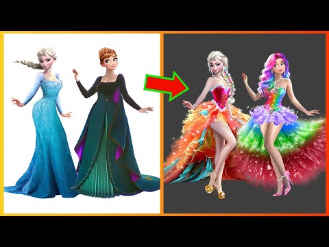 Elsa Anna Frozen Glow Up Colorful Girl - Disney Princesses Transformation