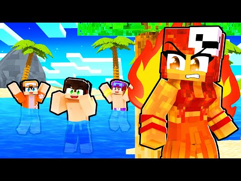GAROTA ELEMENTAL de FOGO em uma ILHA de GAROTOS no MINECRAFT!