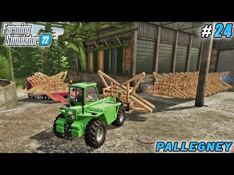 Hauling Massive Wooden Frames, The Challenge New Mower and Tedder  | Pallegney Farm | FS 22 | ep #24