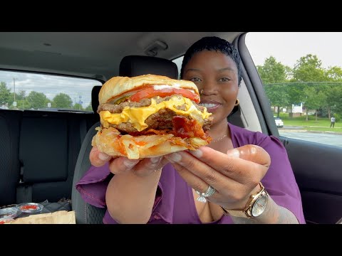 FIVE GUYS DOUBLE BACON CHEESE BURGER MUKBANG!!!!!
