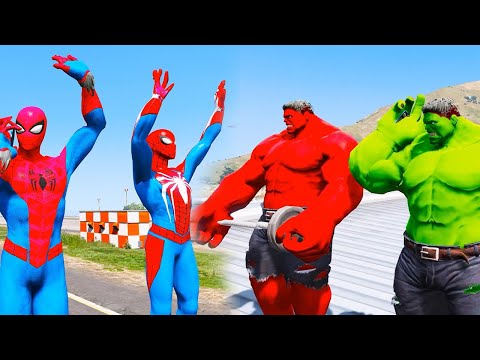 Spider Man Brothers Saved by Hulk Brothers from Giant Spider Army! #gta5